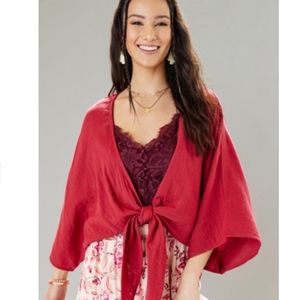 Red Tie-Front Kimono, Francescas Collection, Size S/M